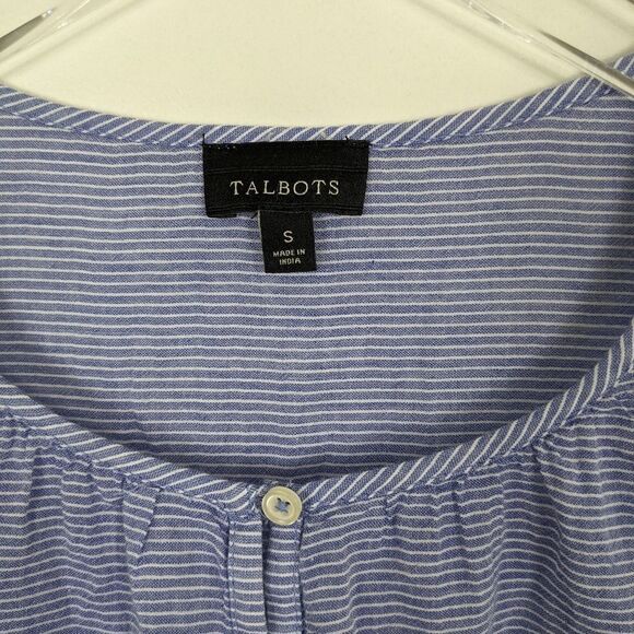 Talbots Blue Striped Embroidered Sleeveless Chambray Top Women's Small - Picture 4 of 7